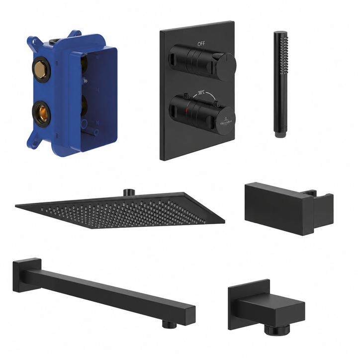 Villeroy & Boch Premium Square Complete Shower Set Matt Black