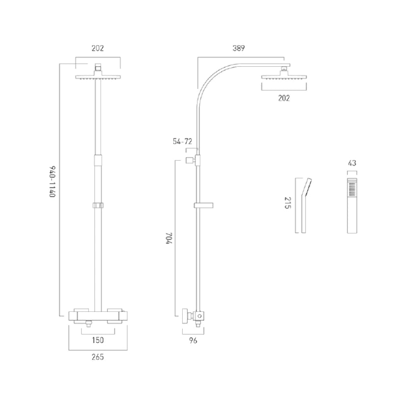 Vado Velo Square Shower Column
