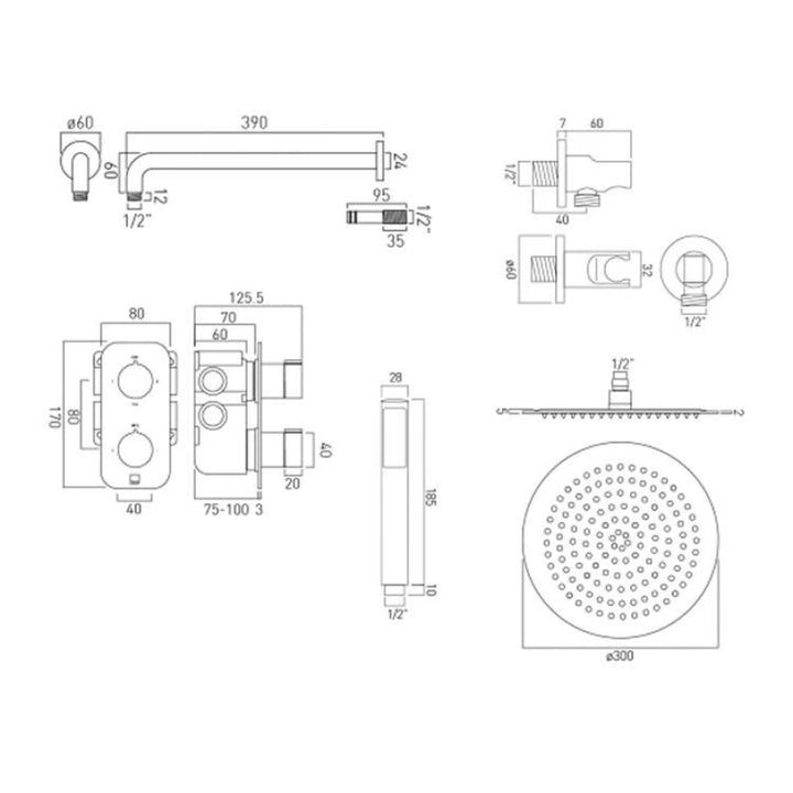 Vado Altitude 2 Outlet Thermostatic Shower Set