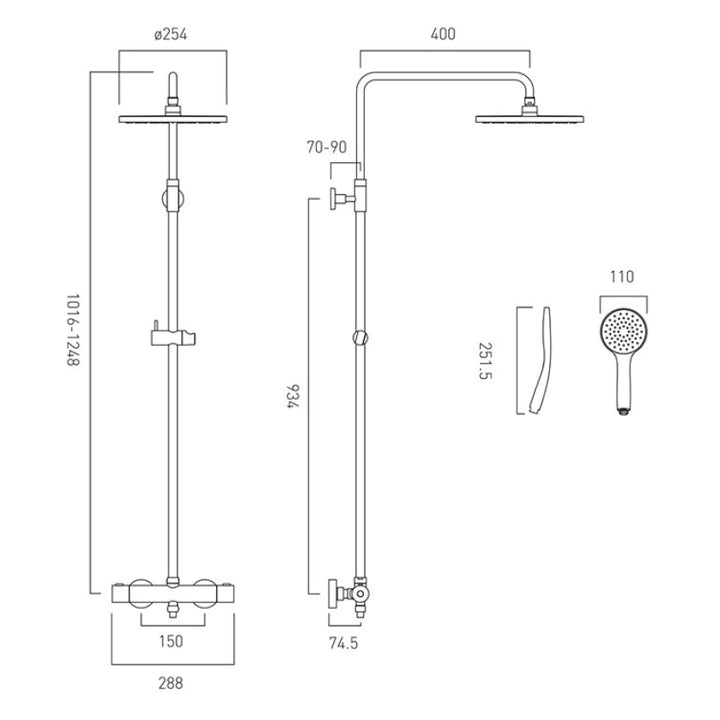 Vado Velo Adjustable Round Shower Column