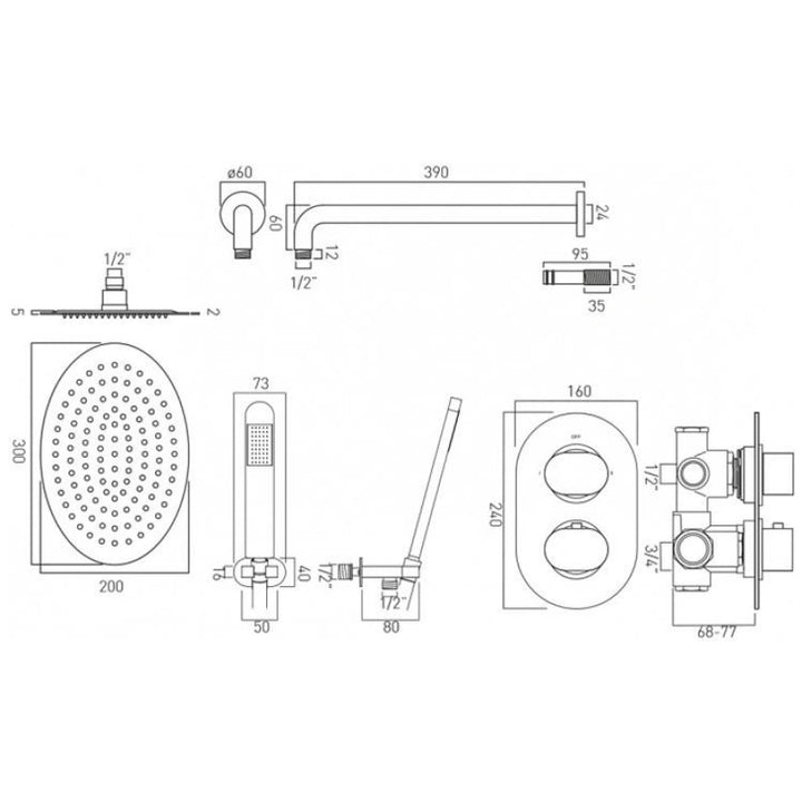 Vado Life 2 Outlet Thermostatic Shower Set