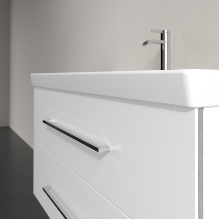 Villeroy & Boch Avento 1000mm Wall Hung 2 Drawer Vanity Unit & 1 Tap Hole Washbasin Crystal White