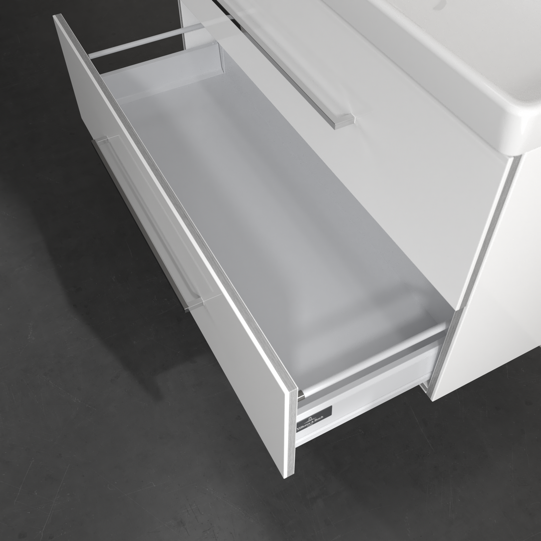 Villeroy & Boch Avento 1000mm Wall Hung 2 Drawer Vanity Unit & 1 Tap Hole Washbasin Crystal White
