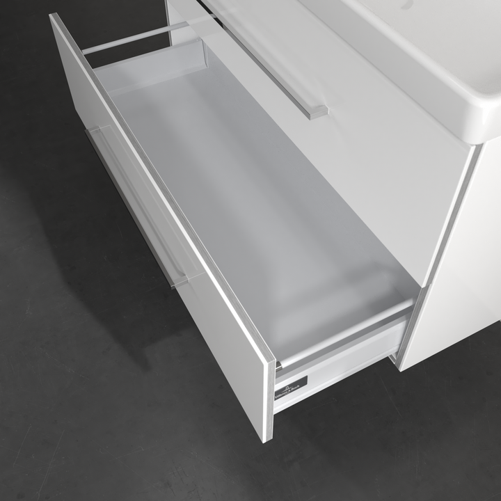 Villeroy & Boch Avento 1000mm Wall Hung 2 Drawer Vanity Unit & 1 Tap Hole Washbasin Crystal White