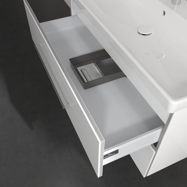 Villeroy & Boch Avento 1000mm Wall Hung 2 Drawer Vanity Unit & 1 Tap Hole Washbasin Crystal White