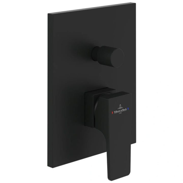 Villeroy & Boch Architectura Square Concealed Single Lever Bath Shower Mixer with Diverter In Matt Black
