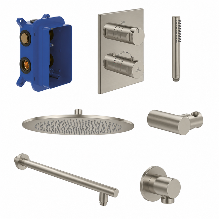 Villeroy & Boch Premium Round Complete Shower Set Brushed Nickel