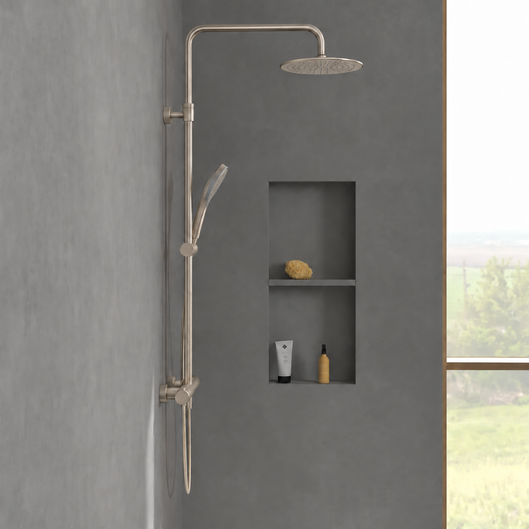 Villeroy & Boch Verve Thermostatic Shower System In Brushed Nickel