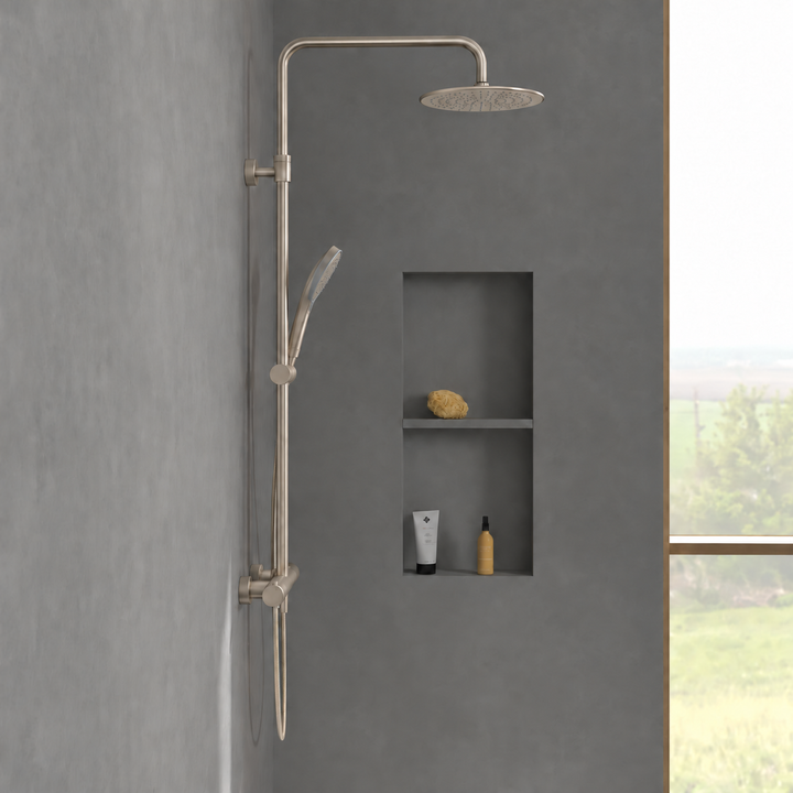 Villeroy & Boch Verve Thermostatic Shower System In Brushed Nickel