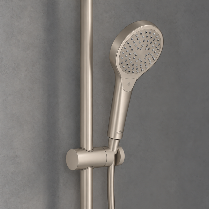 Villeroy & Boch Verve Thermostatic Shower System In Brushed Nickel
