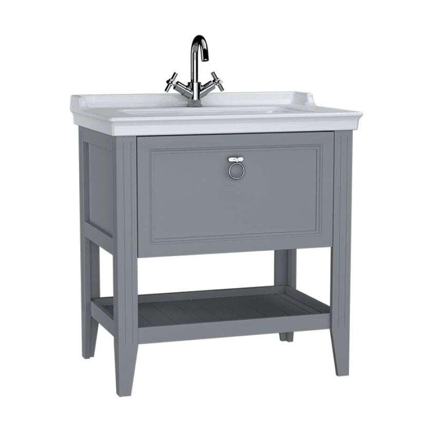VitrA Valarte 800mm Matt Grey Single Drawer Unit & Basin