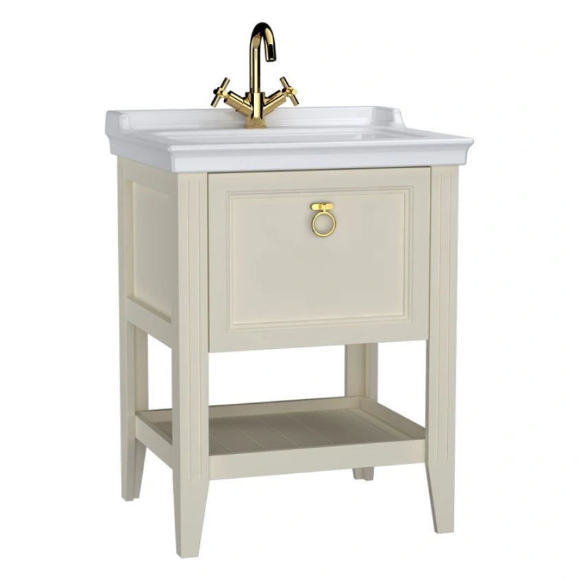 VitrA Valarte 650mm Matt Ivory Single Drawer Unit & Basin