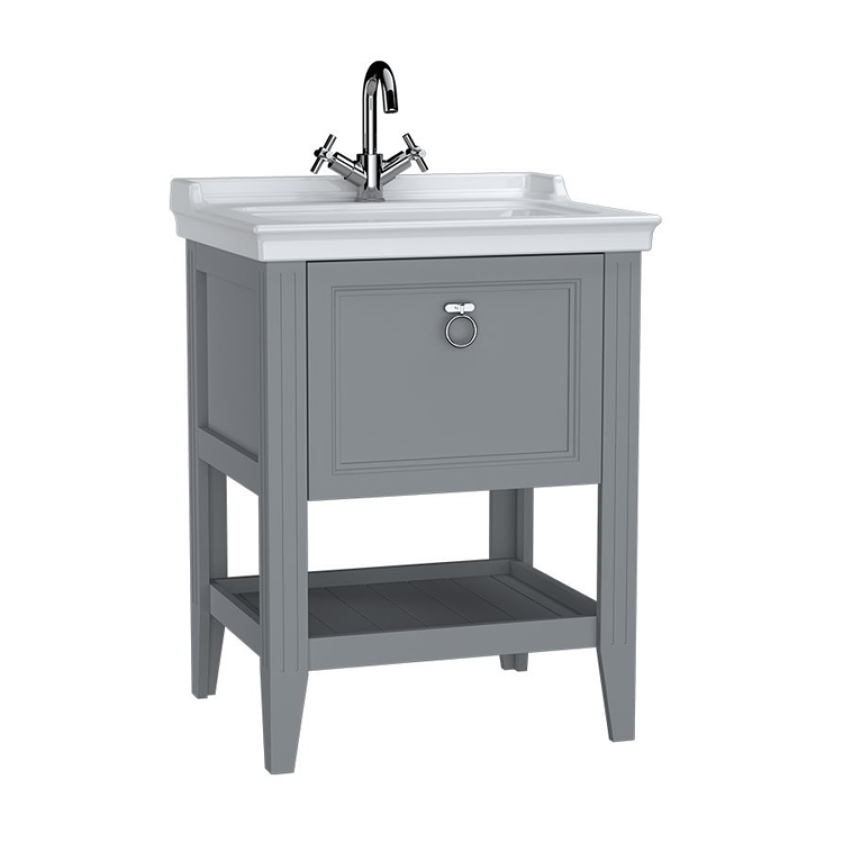 VitrA Valarte 650mm Matt Grey Single Drawer Unit & Basin
