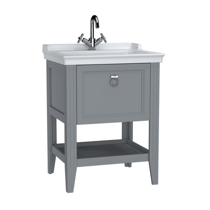 VitrA Valarte 650mm Matt Grey Single Drawer Unit & Basin