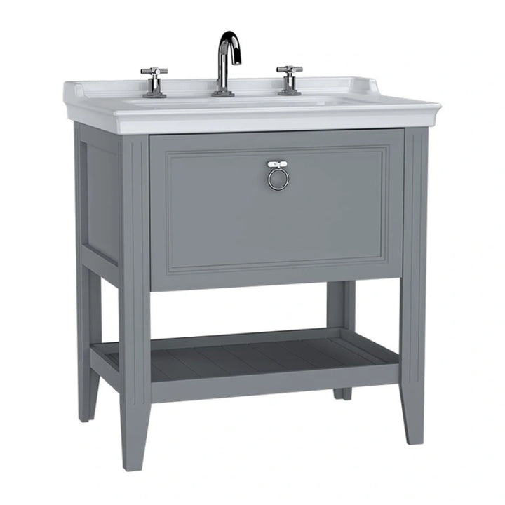 VitrA Valarte 800mm Matt Grey Single Drawer Unit & Basin