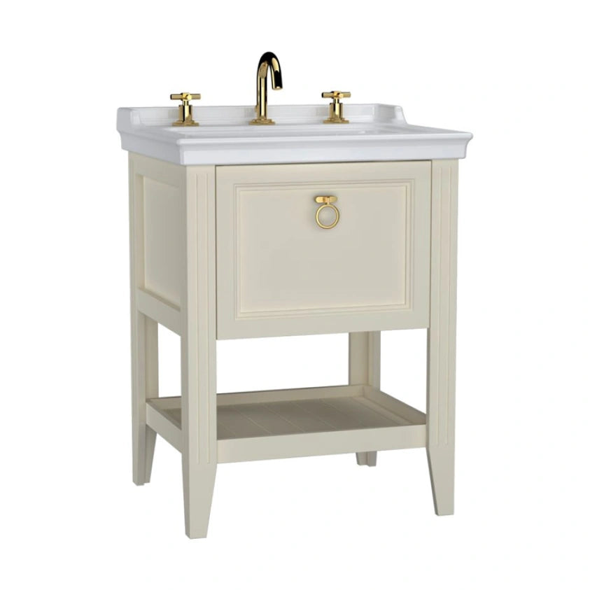 VitrA Valarte 650mm Matt Ivory Single Drawer Unit & Basin