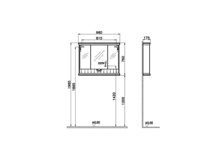 VitrA Valarte 1000mm LED Mirror Cabinet