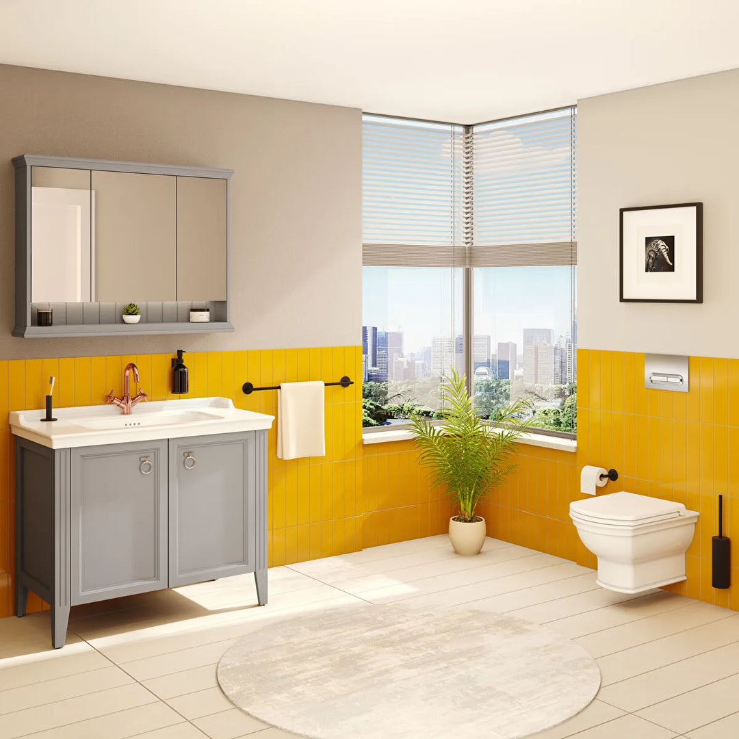 VitrA Valarte 1000mm Matt Grey Double Door Unit & Basin