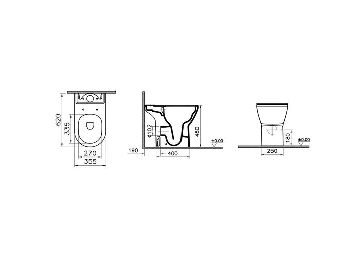 VitrA Integra Comfort Height Open Back Close Coupled Toilet & Soft Close Seat