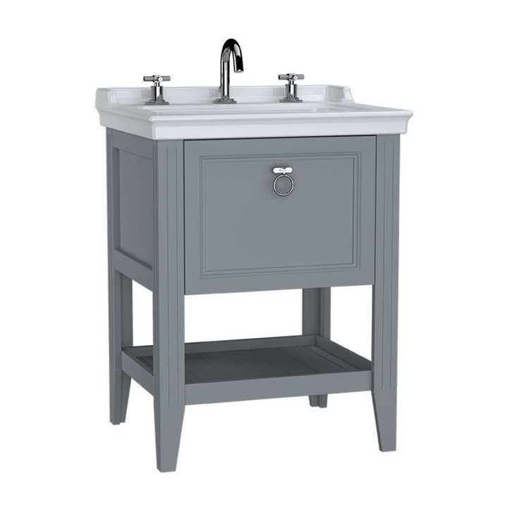 VitrA Valarte 650mm Matt Grey Single Drawer Unit & Basin