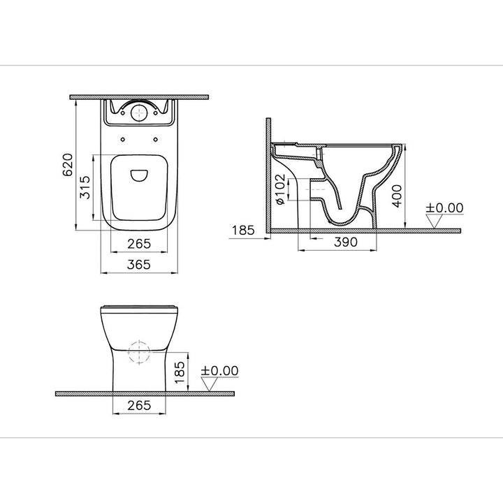 VitrA Integra Square Open Back Close Coupled Toilet & Soft Close Seat