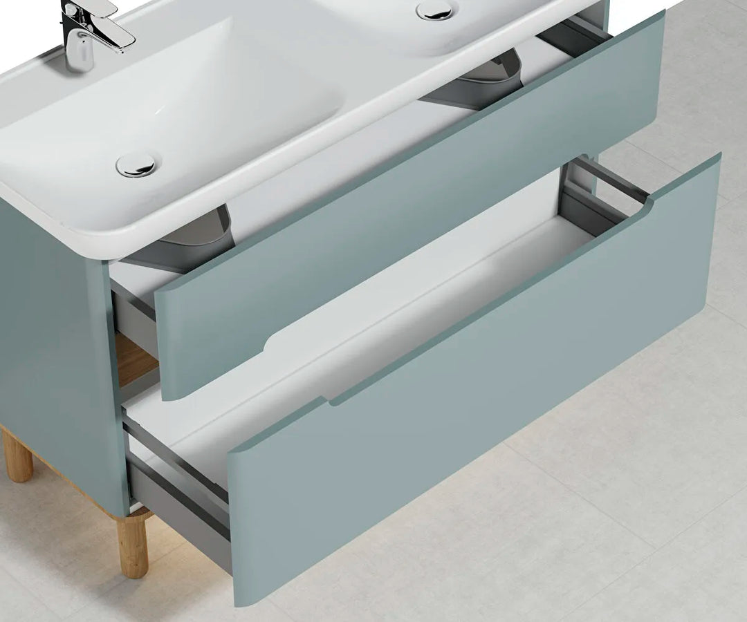 VitrA Sento 1300mm Double Vanity Unit with 2 Drawers & Washbasin