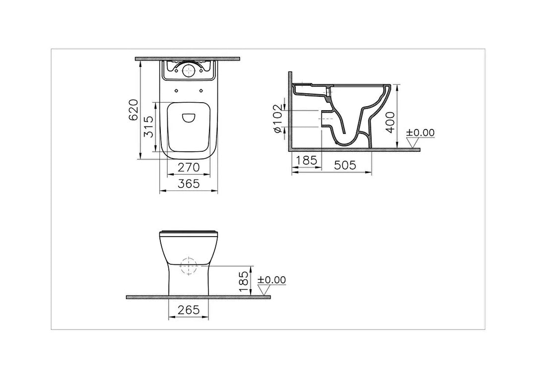 VitrA Integra Square Closed Back Close Coupled Toilet & Soft Close Seat