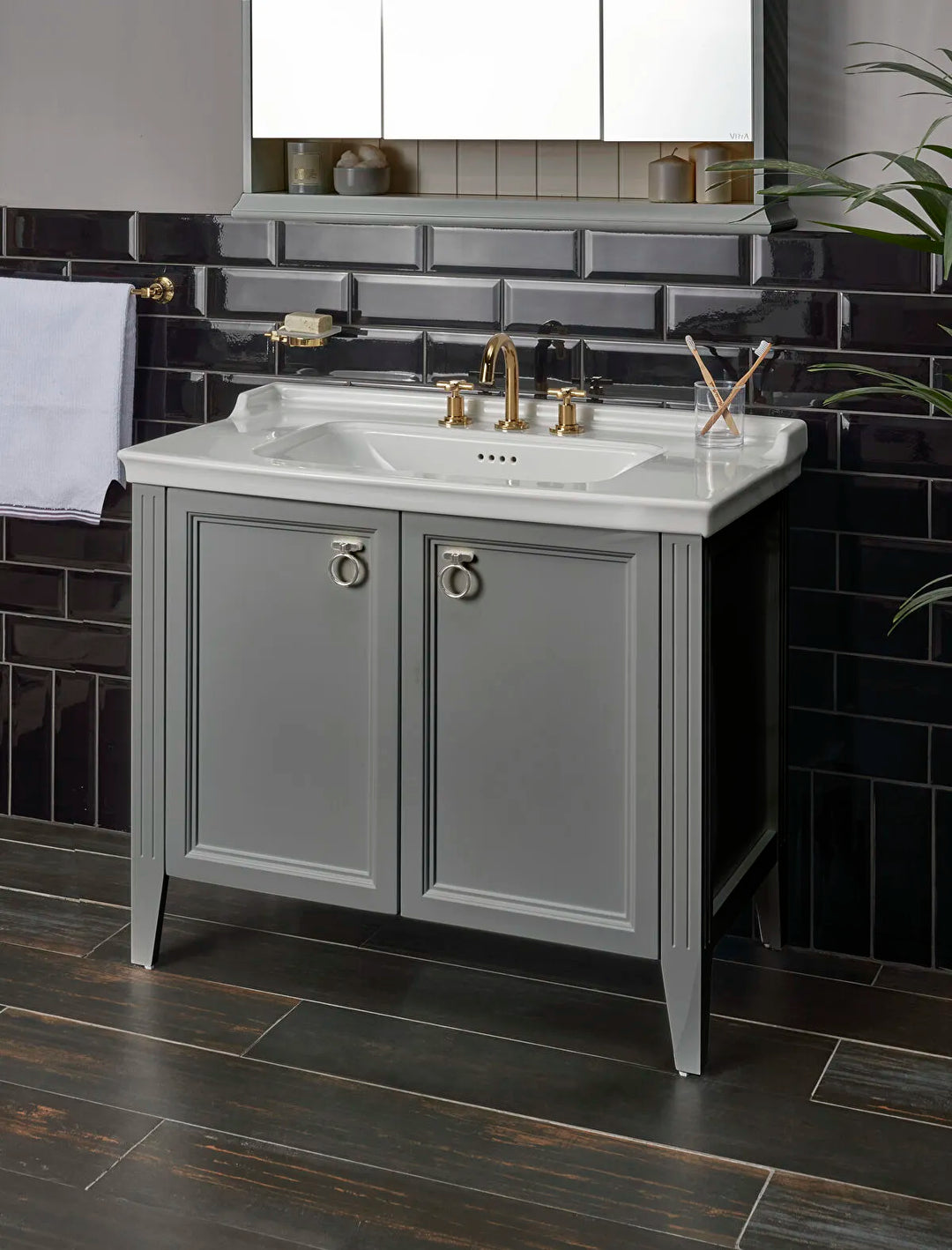 VitrA Valarte 1000mm Matt Grey Double Door Unit & Basin
