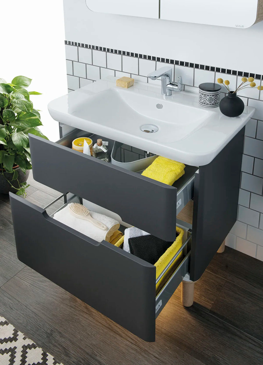 VitrA Sento 800mm Vanity Unit with 2 Drawers & Washbasin