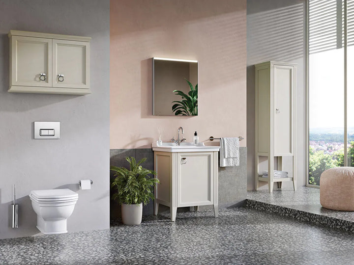 VitrA Valarte 650mm Matt Ivory Single Door Unit & Basin