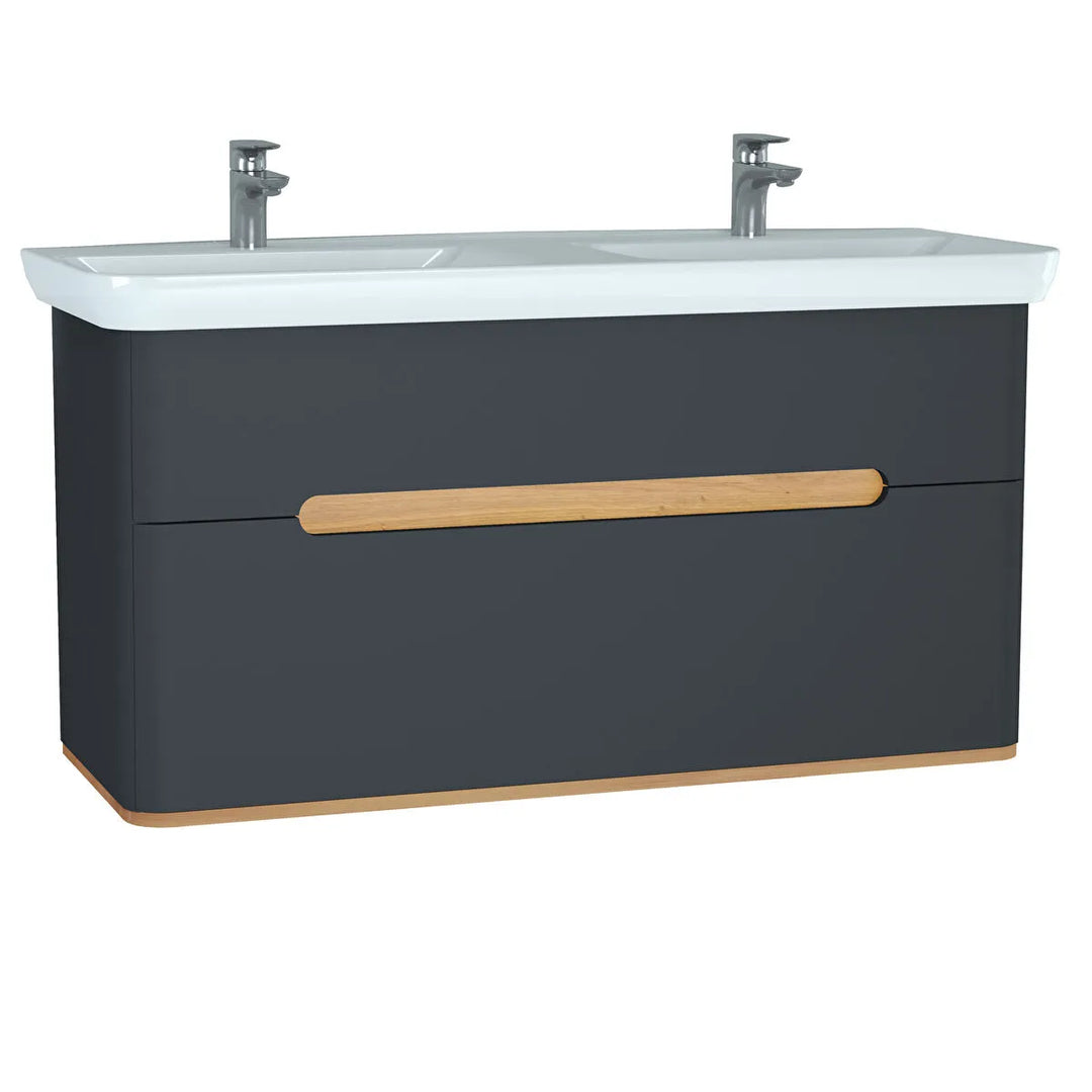 VitrA Sento 1300mm Double Vanity Unit with 2 Drawers & Washbasin