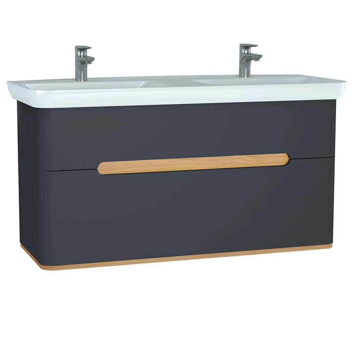 VitrA Sento 1300mm Double Vanity Unit with 2 Drawers & Washbasin