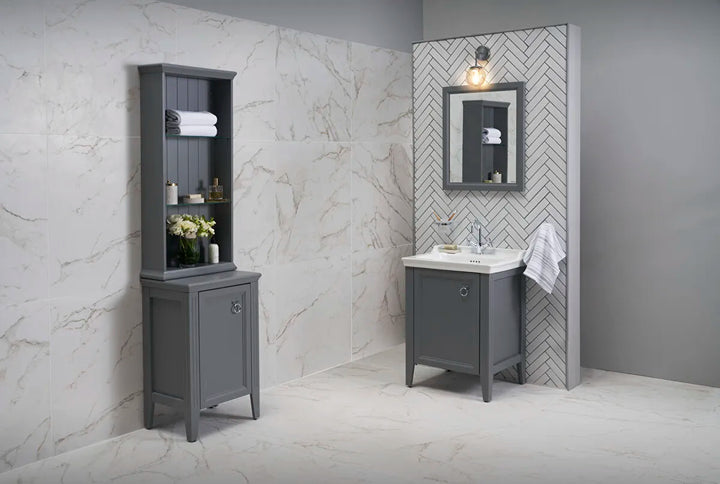 VitrA Valarte 650mm Matt Grey Single Door Unit & Basin