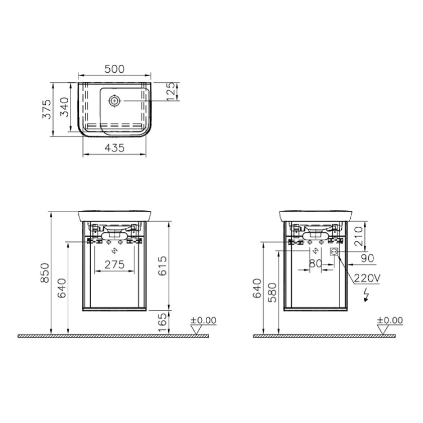 VitrA Sento 500mm Vanity Unit & Washbasin