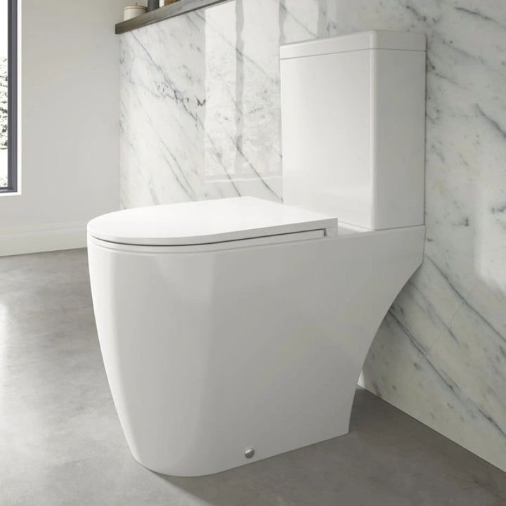 The White Space Lab Rimless Close Coupled Open Back Toilet & Soft Close Seat