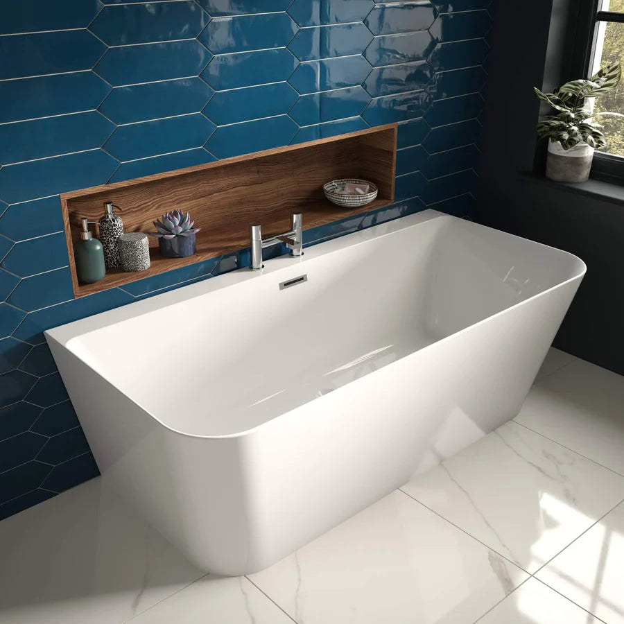 The White Space 1600mm x 800mm D Shape Back to Wall Bath