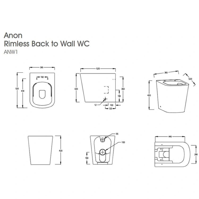The White Space Anon Rimless Back To Wall Toilet & Soft Close Seat