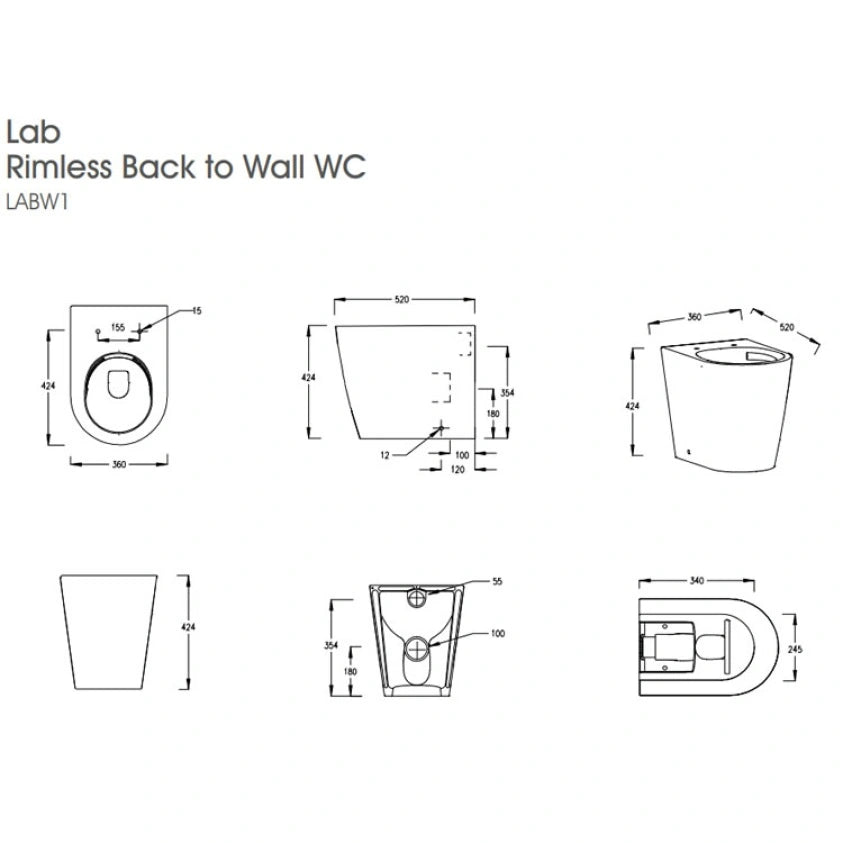 The White Space Lab Rimless Back To Wall Toilet & Soft Close Seat