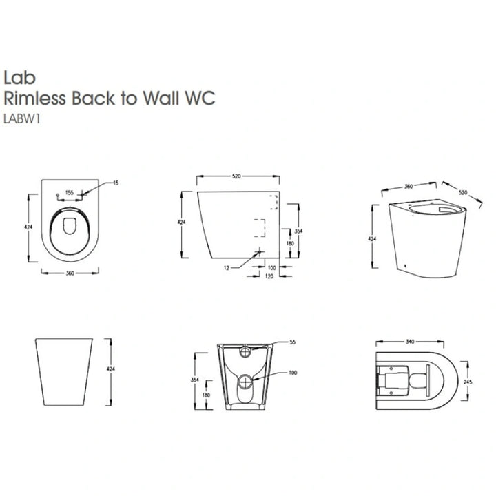 The White Space Lab Rimless Back To Wall Toilet & Soft Close Seat