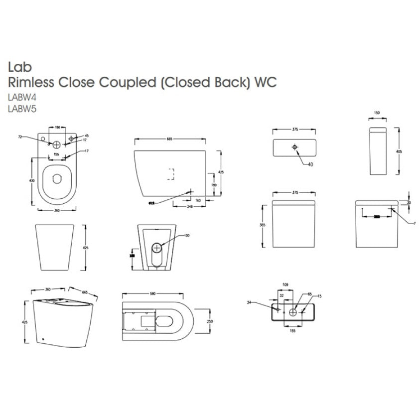The White Space Lab Rimless Close Coupled Back To Wall Toilet & Soft Close Seat