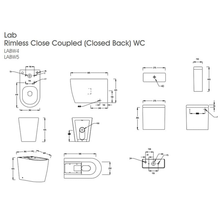 The White Space Lab Rimless Close Coupled Back To Wall Toilet & Soft Close Seat