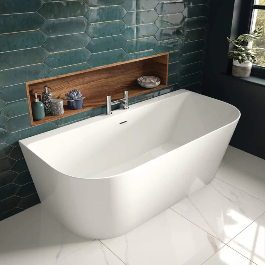 The White Space 1600mm x 800mm D Shape Back to Wall Bath