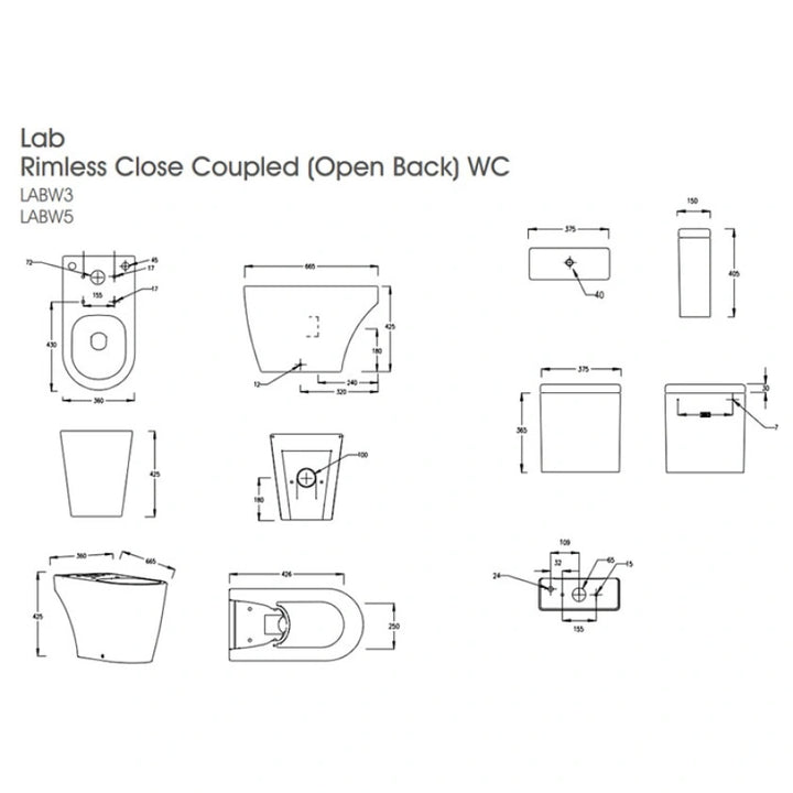 The White Space Lab Rimless Close Coupled Open Back Toilet & Soft Close Seat