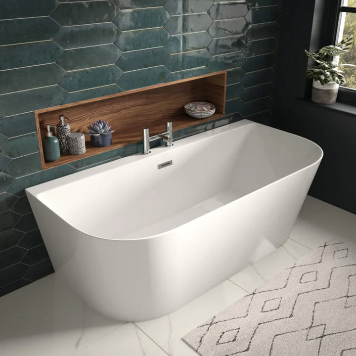 The White Space 1600mm x 800mm D Shape Back to Wall Bath