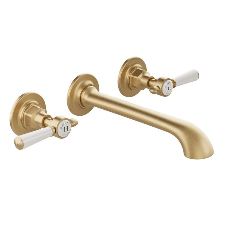 Booth & Co Axbridge Wall Mounted Lever Handles 3 Hole Basin Mixer