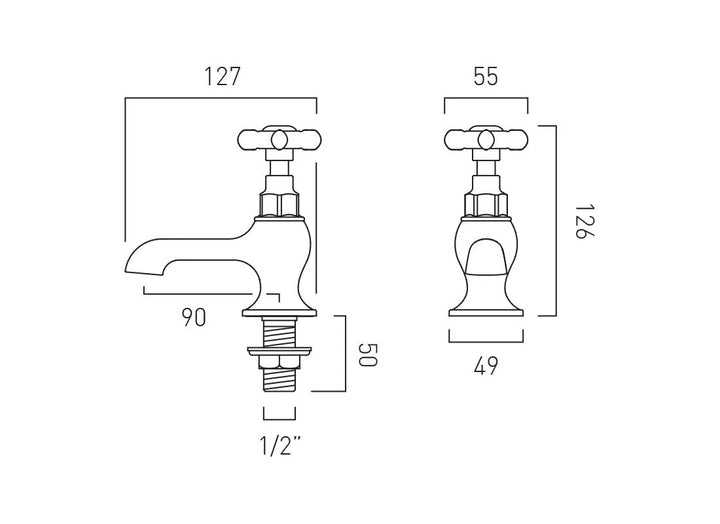 Booth & Co Axbridge Cross Handles Basin Pillar Taps