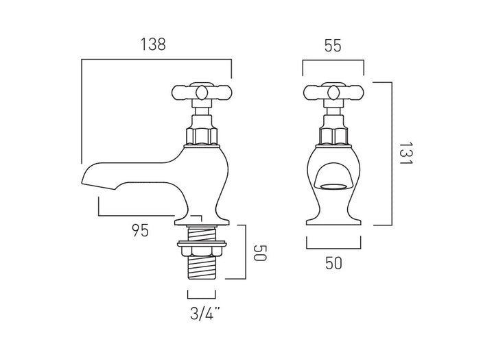 Booth & Co Axbridge Cross Handles Bath Pillar Taps