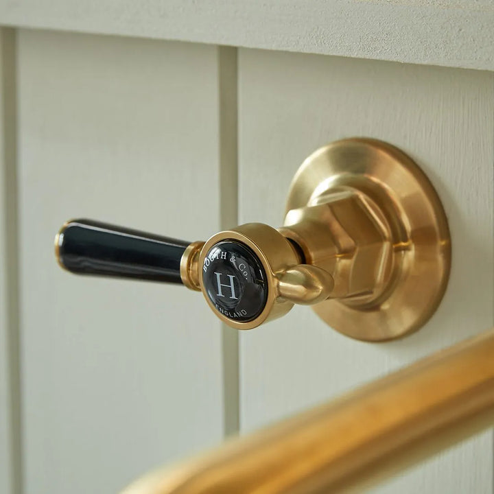 Booth & Co Axbridge Wall Mounted Lever Handles 3 Hole Basin Mixer