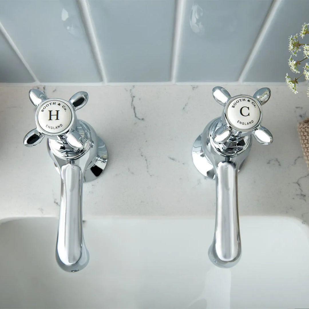 Booth & Co Axbridge Cross Handles Basin Pillar Taps