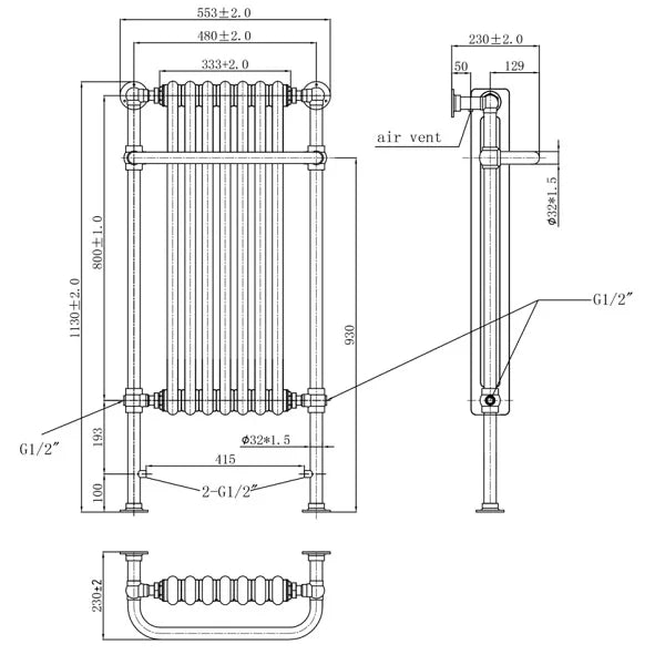 JTP Grosvenor 1130 x 553mm Radiator Chrome